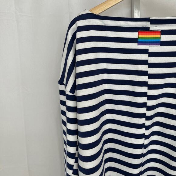 J.CREW x CHRISTOPHER JOHN ROGERS Mariner Cloth Boatneck Top Striped Navy 3X Plus - Picture 7 of 11